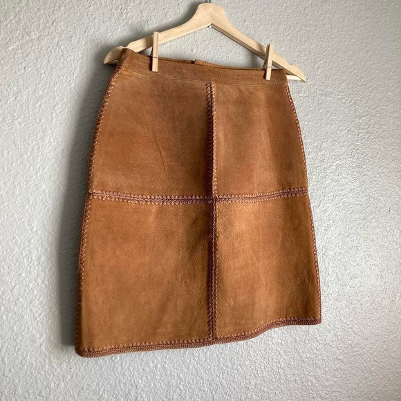 Vtg leather patchwork skirt - Picture 3 of 8